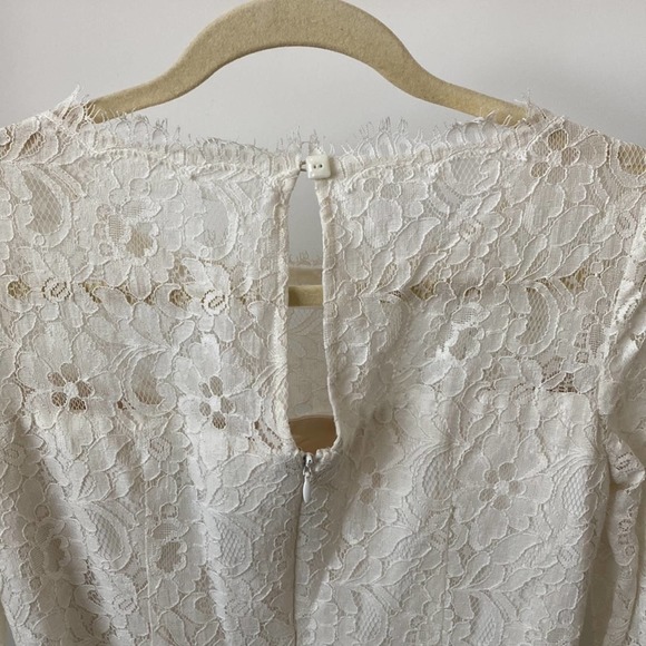 Nue by Shani Ivory Long Sleeve Floral Lace Sheath Dress Size: 2 - Picture 8 of 10